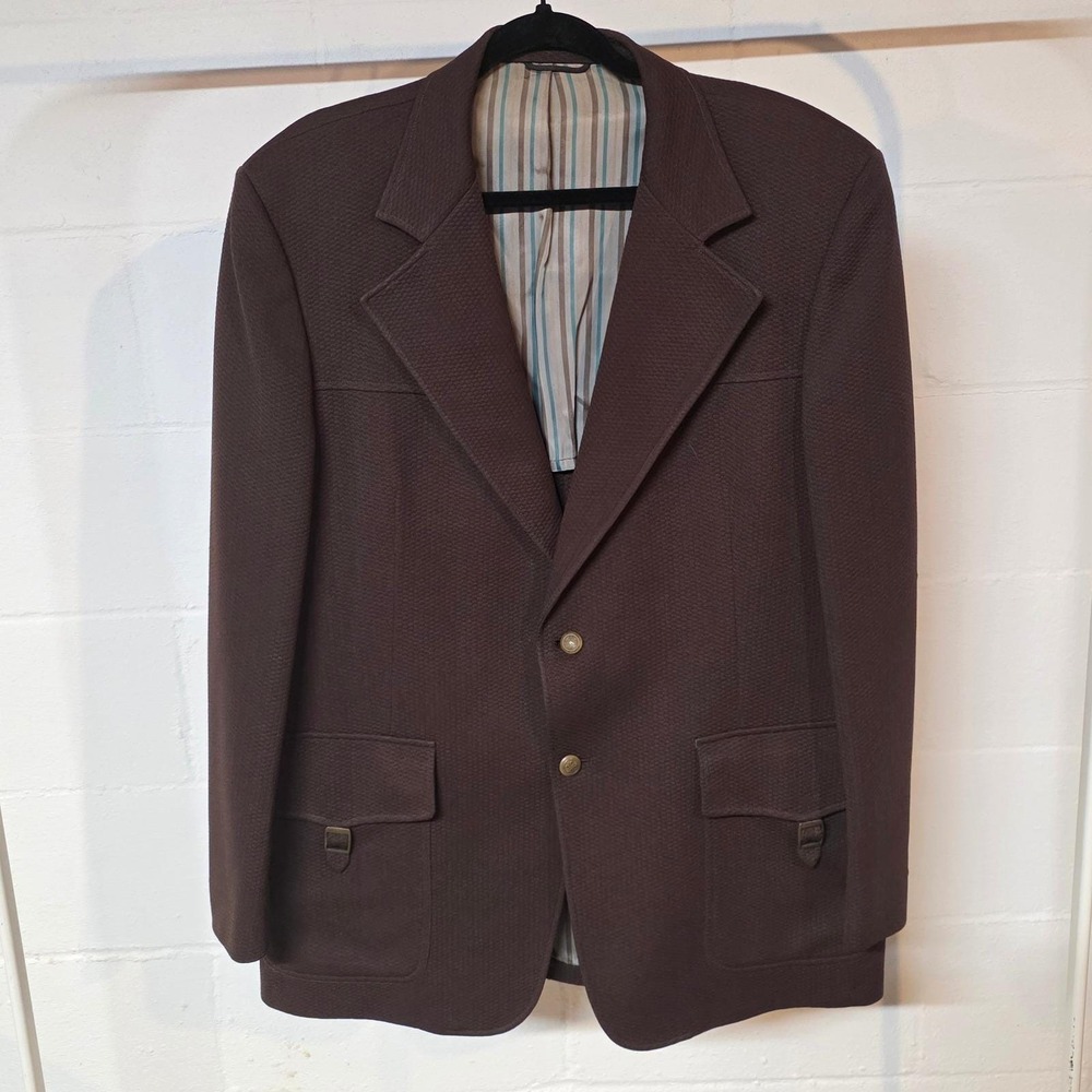 Vintage‎ 70s Johnny Carson by Wilsons Brown Textured Blazer 2 Button LINING FLAW